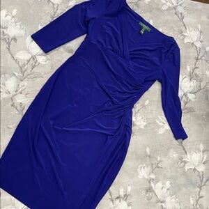 Lauren Ralph Lauren Royal Blue Faux Wrap Dress size 4P